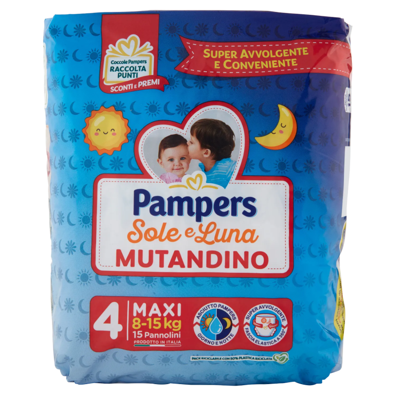 Pampers Sole & Luna Mutandino Taglia 4 maxi New 15pz