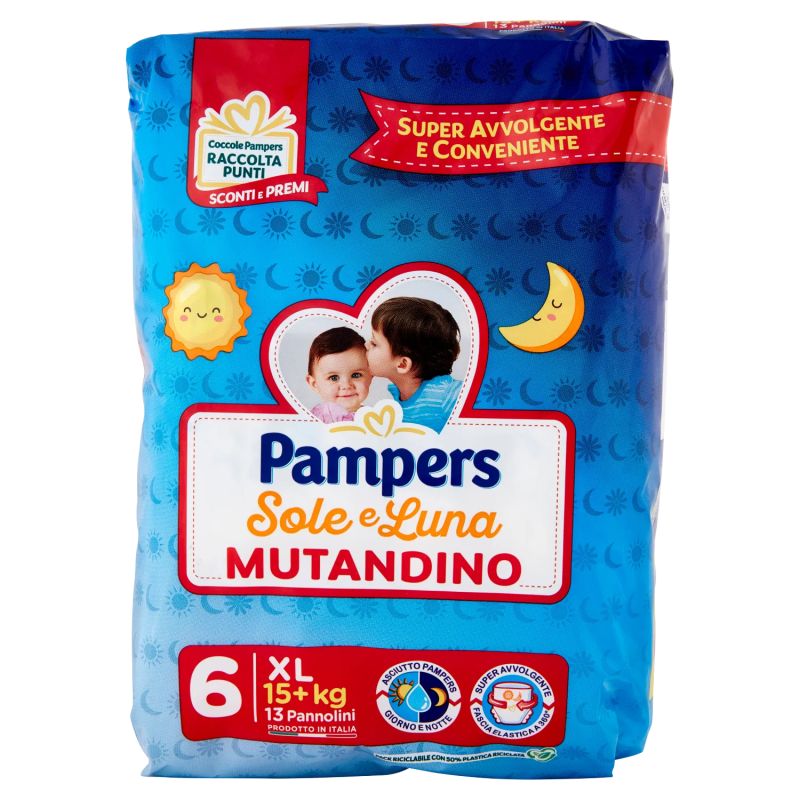 Pampers Sole & Luna Mutandino Taglia 6 Extra Large New 13pz