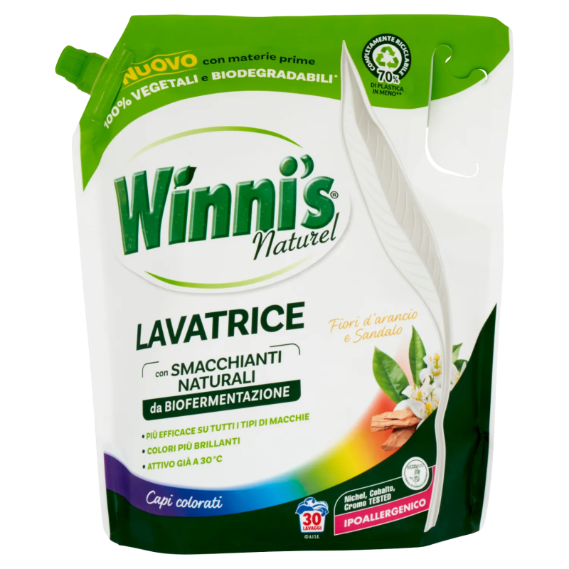 8002295037312 Winni's Liquido Lavatrice Eco Ricarica Color 30 Misurini 1350ml