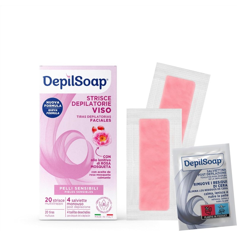 Depilsoap Strisce Depilatorie Viso Pelli Sensibili 20pz