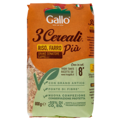 Gallo 3 Cereali Riso, Farro Più Grano Senatore Cappelli 800gr