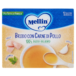 8000050542705 Mellin Brodo Con Carne di Pollo 10x5gr