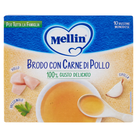 8000050542705 Mellin Brodo Con Carne di Pollo 10x5gr