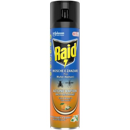 5000204342550 Raid Mosche e Zanzare Fiori D'Arancio Spray New 400ml