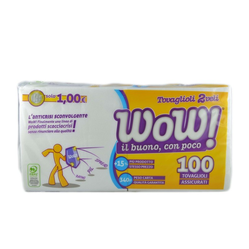 Wow Tovaglioli 2 Veli 33x33cm 90pz