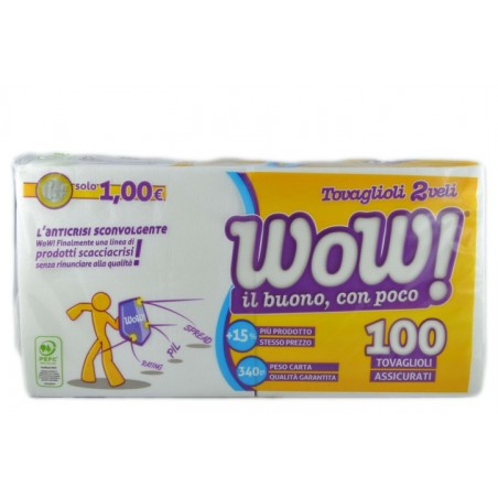 8007091004858 Wow Tovaglioli 2 Veli 33x33cm 90pz