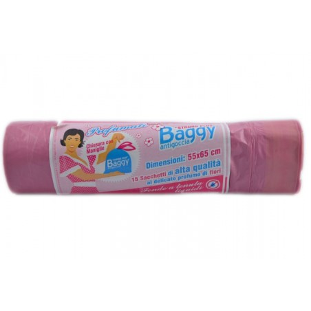 8032625870999 Baggy Plus Sacchetti Nettezza Profumati Rosa 55x65 15pz