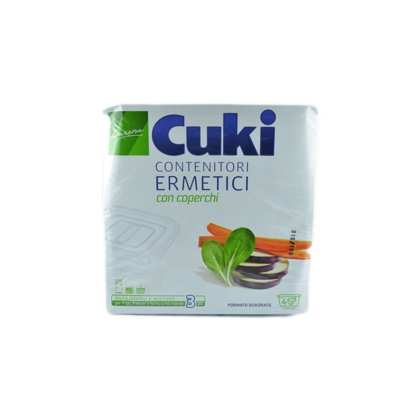 8003980320030 Cuki Contenitori Ermetici Con Coperchi 4 Porzioni Formato Quadrato 4pz