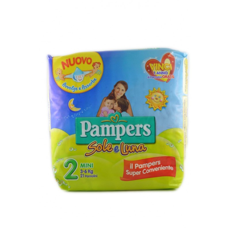 PAMPERS PANNOLINI SOLE&LUNA TAGLIA 2 - 3/6KG 21PZ